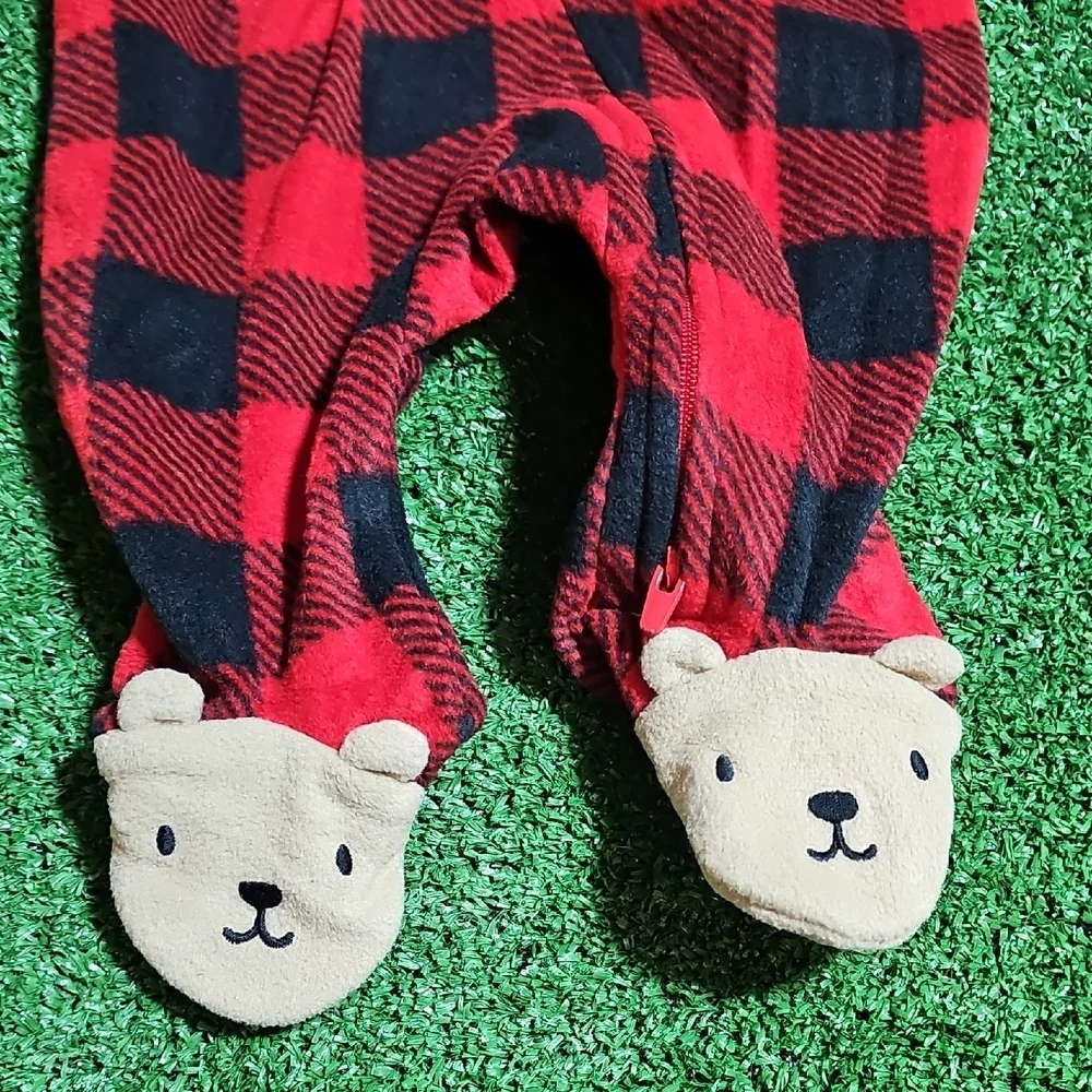 Carter's Red and Black Checkered Footie